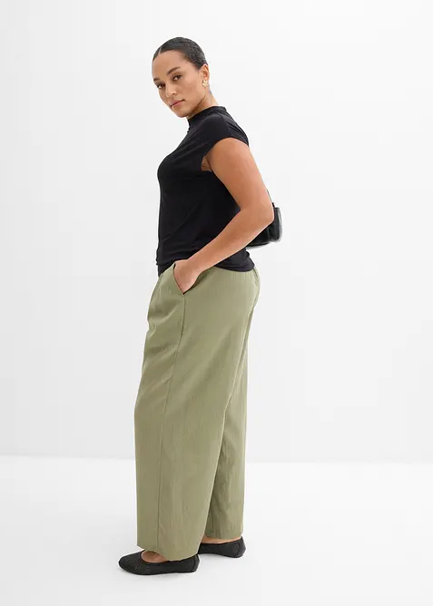 Pantaloni in misto viscosa con bottone decorativo, bonprix