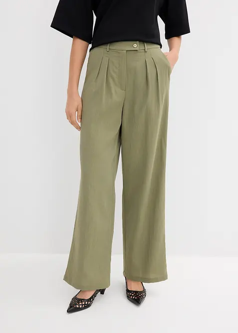 Pantaloni in misto viscosa con bottone decorativo, bonprix