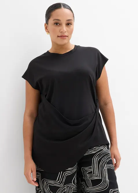 Maglia in misto viscosa con orlo asimmetrico, bonprix