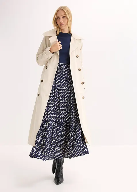 Gonna a balze lunga in viscosa operata, bonprix