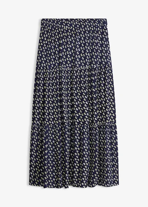 Gonna a balze lunga in viscosa operata, bonprix