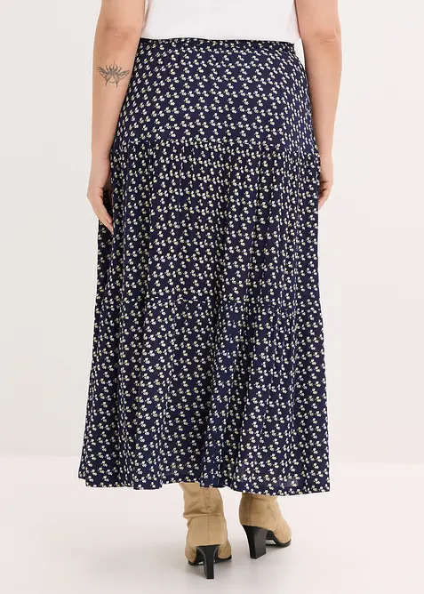 Gonna a balze lunga in viscosa operata, bonprix