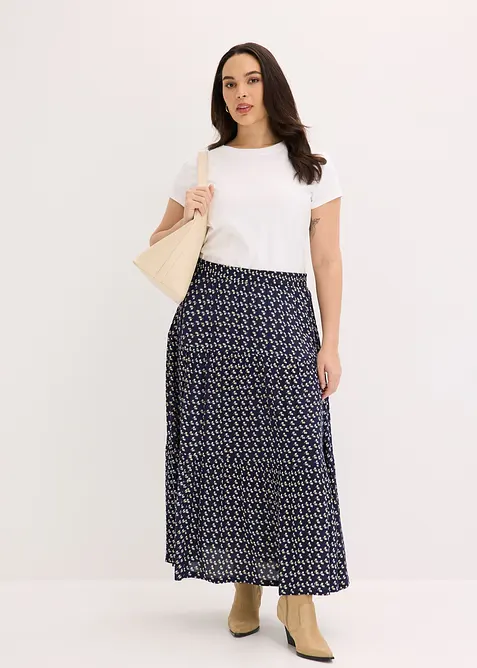 Gonna a balze lunga in viscosa operata, bonprix