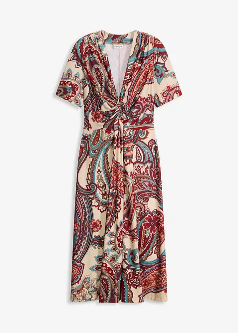 Abito midi sfiancato con effetto incrociato, bonprix