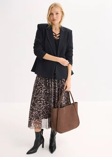 Gonna midi svasata con mesh, bonprix