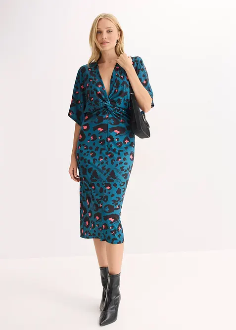 Abito midi in mesh che valorizza la silhouette, bonprix