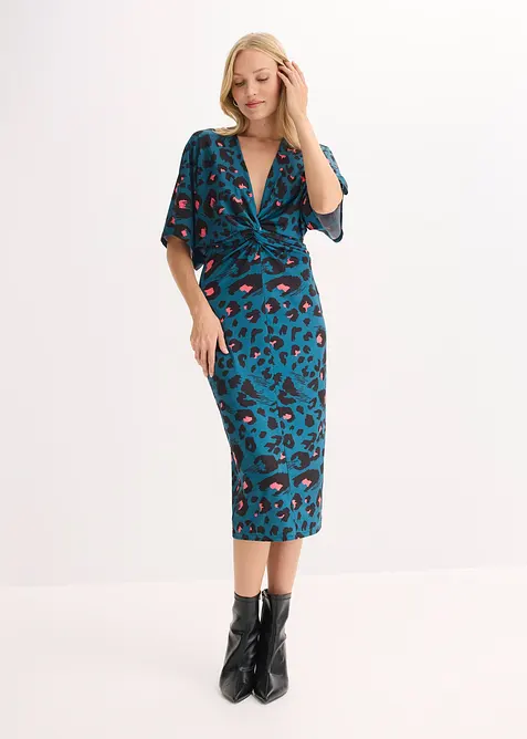 Abito midi in mesh che valorizza la silhouette, bonprix