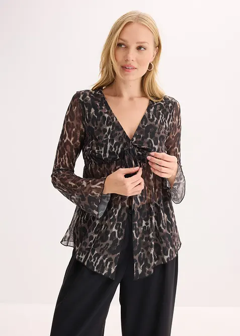 Blusa in mesh che valorizza la silhouette, bonprix