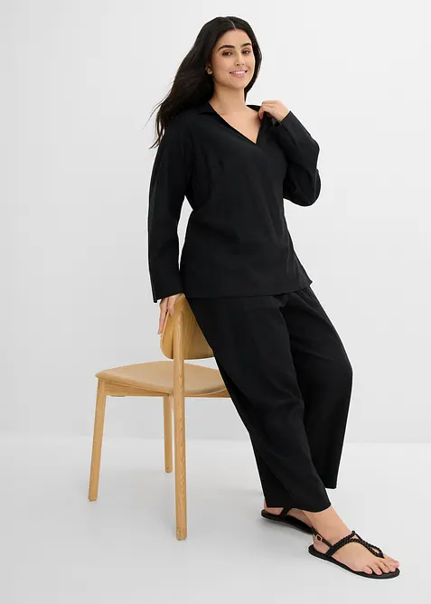 Pantaloni barrel in misto lino leggero, bonprix