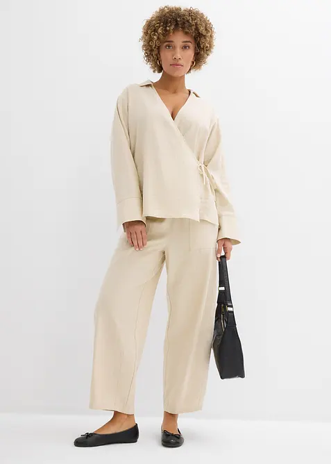 Pantaloni barrel in misto lino leggero, bonprix