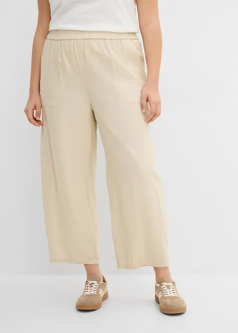 Pantaloni barrel in misto lino leggero, bonprix