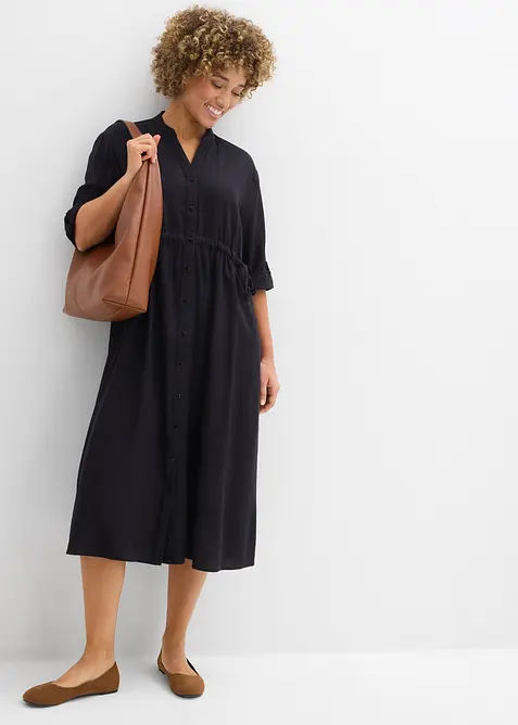 Abito midi in misto lino, bonprix