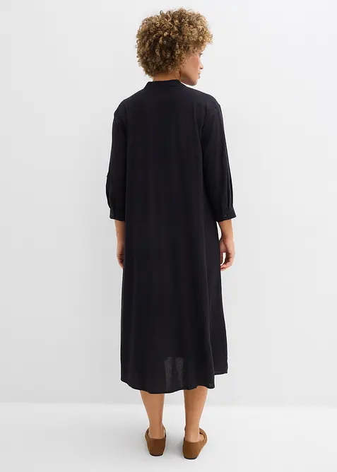 Abito midi in misto lino, bonprix