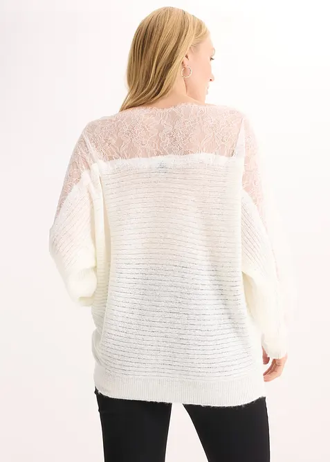 Maglione a spalle scoperte con pizzo, bonprix