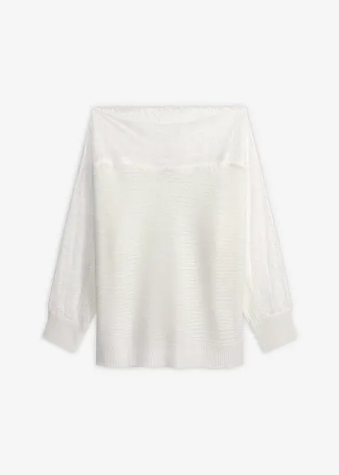 Maglione a spalle scoperte con pizzo, bonprix