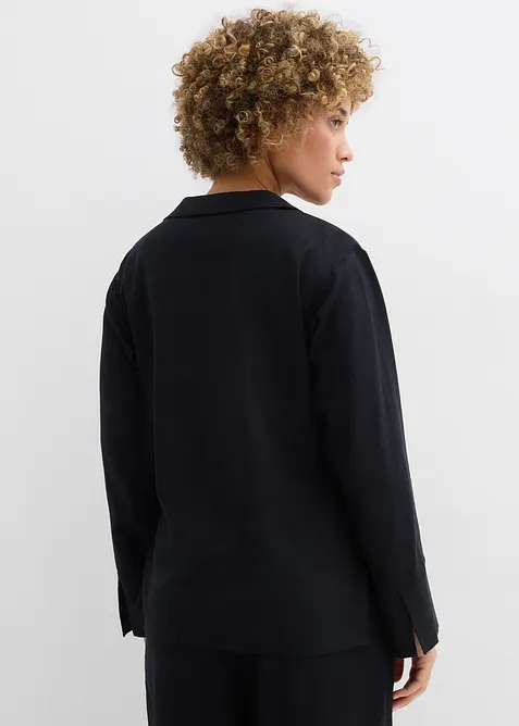 Blusa a portafoglio in misto lino, bonprix