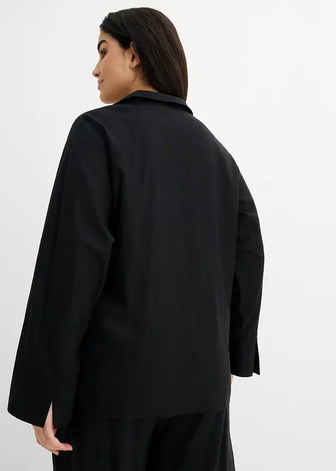 Blusa a portafoglio in misto lino, bonprix