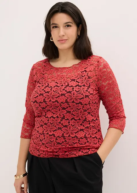Maglia sciancrata in pizzo, bonprix