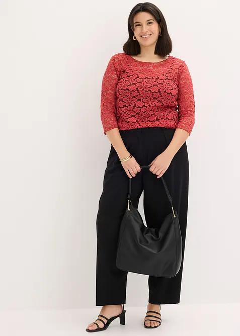 Maglia sciancrata in pizzo, bonprix