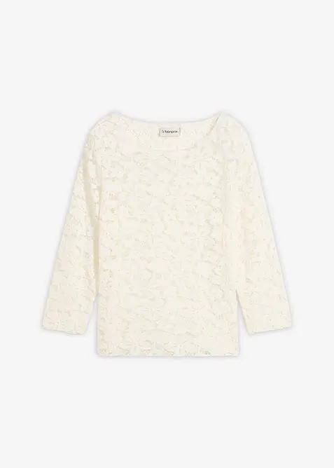 Maglia sciancrata in pizzo, bonprix