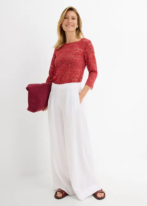 Maglia sciancrata in pizzo, bonprix