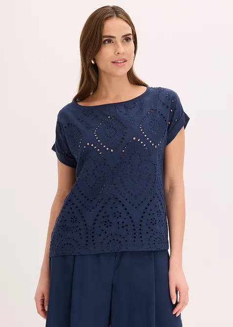 Maglia con pizzo traforato, bonprix