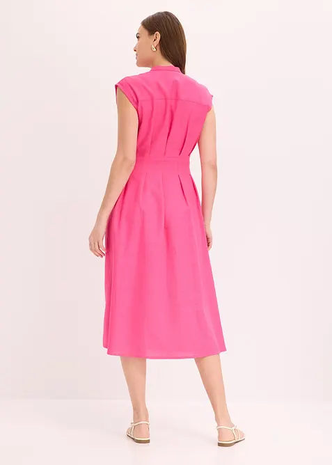 Abito midi in misto lino leggero, bonprix