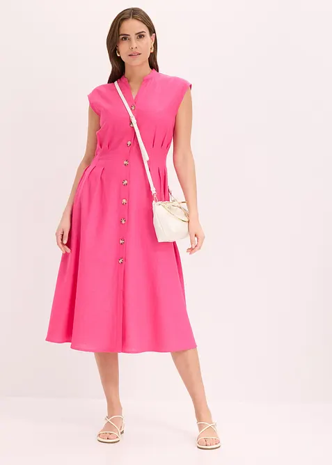 Abito midi in misto lino leggero, bonprix