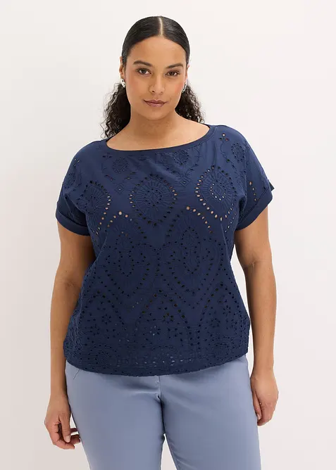 Maglia con pizzo traforato, bonprix