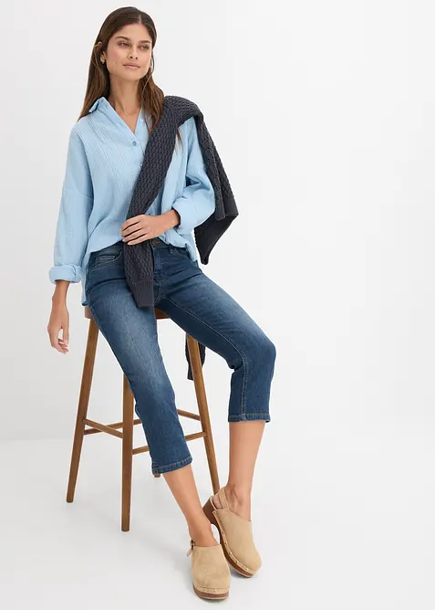 Jeans cropped slim fit, a vita media, bonprix