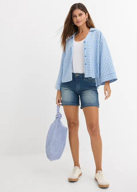 Shorts di jeans slim fit, vita media (pacco da 2), bonprix