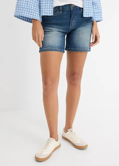 Shorts di jeans slim fit, vita media (pacco da 2), bonprix