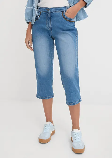 Jeans capri slim fit, vita media, bonprix
