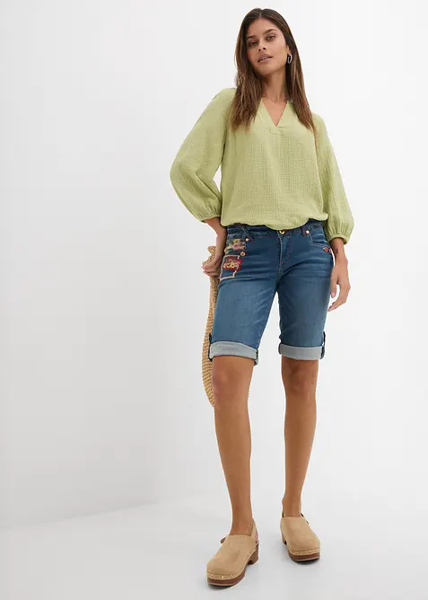 Bermuda in jeans, vita media, bonprix