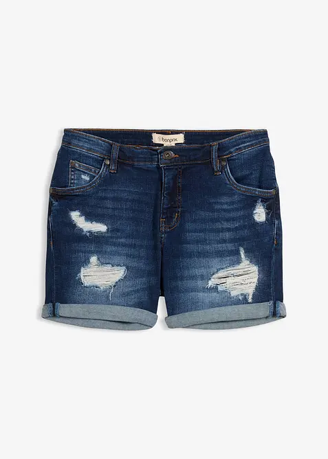 Shorts di jeans effetto sdrucito, vita media, bonprix
