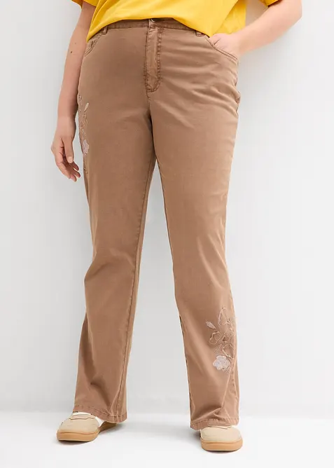 Jeans bootcut con ricami, bonprix