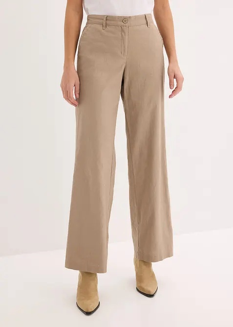 Pantaloni in tessuto misto lino e cotone, bonprix