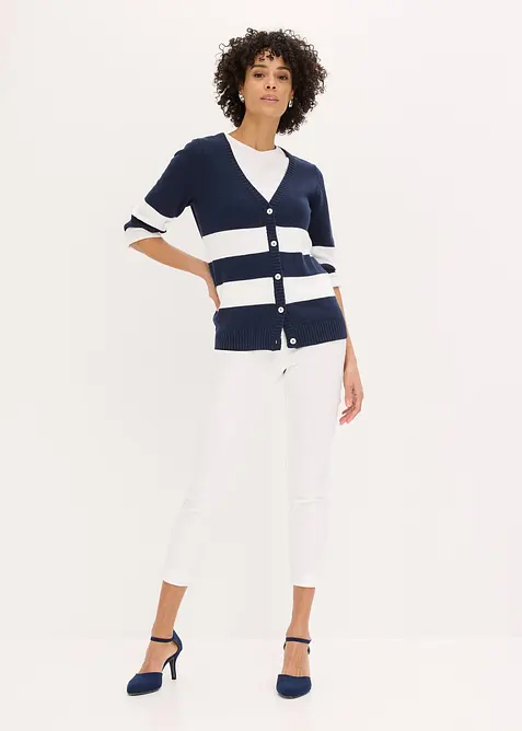 Cardigan in maglia di cotone a righe, bonprix