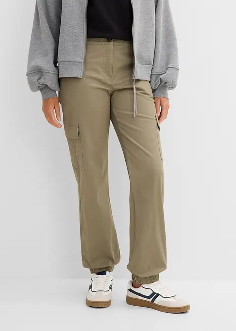 Pantaloni cargo elasticizzati con cotone, bonprix