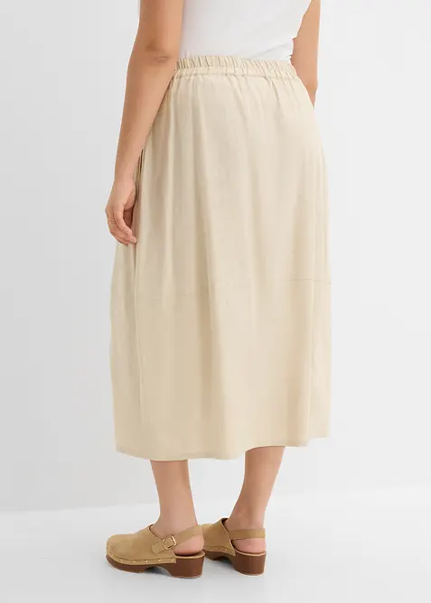 Gonna midi in misto lino leggero, bonprix