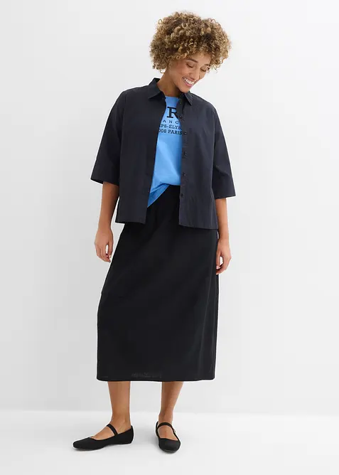 Gonna midi in misto lino leggero, bonprix