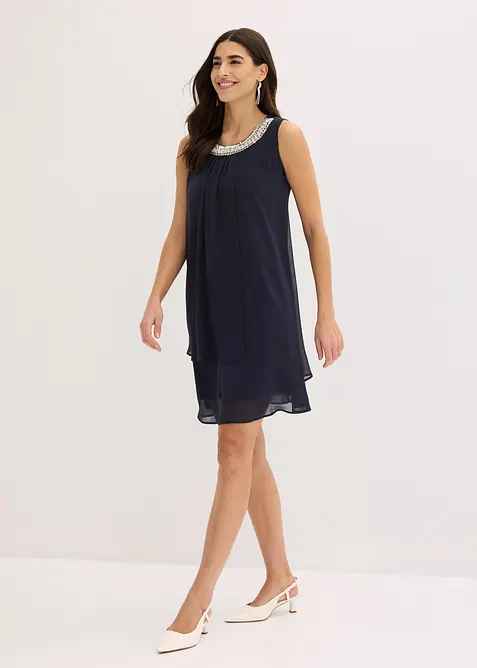 Abito in chiffon con applicazione di strass, bonprix