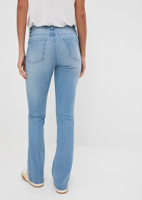Jeans a zampa elasticizzati, vita media, bonprix