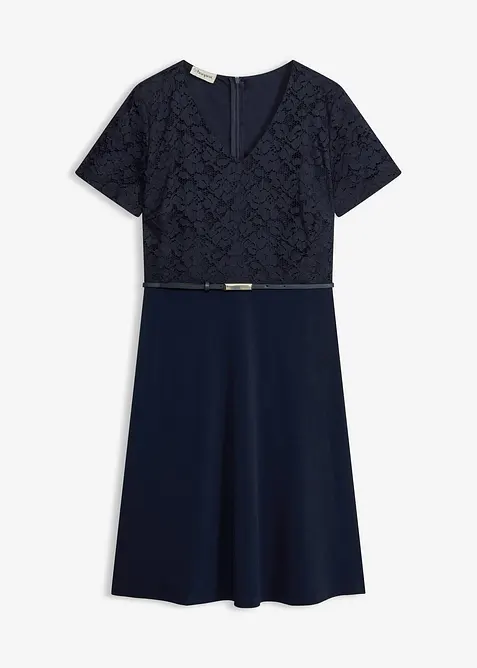 Miniabito con pizzo e cintura, bonprix