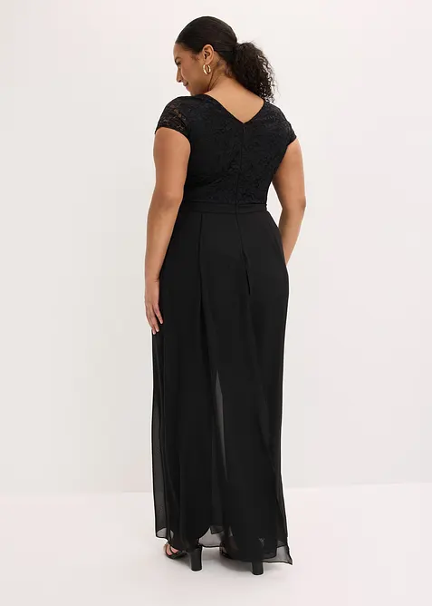 Tuta con pizzo e inserto di chiffon, bonprix