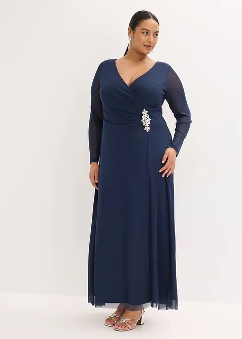 Abito da sera con tulle delicato e applicazione, bonprix