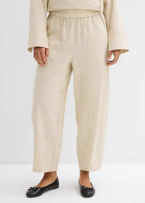 Pantaloni barrel in misto lino leggero, bonprix