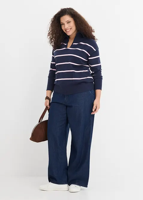 Maglione a polo in filato fine, bonprix