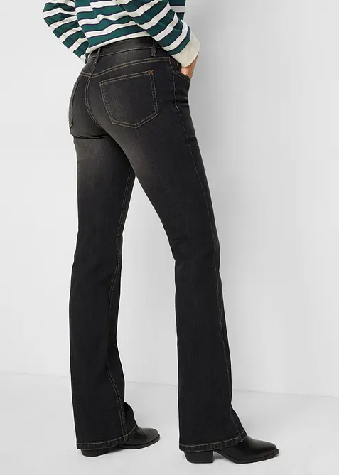 Jeans bootcut elasticizzati confortevoli, vita media, bonprix