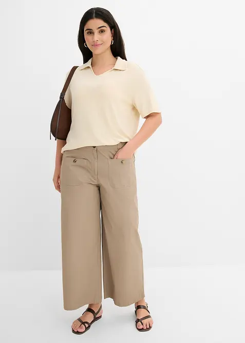 Pantaloni wide leg con cinta comoda, vita alta, bonprix
